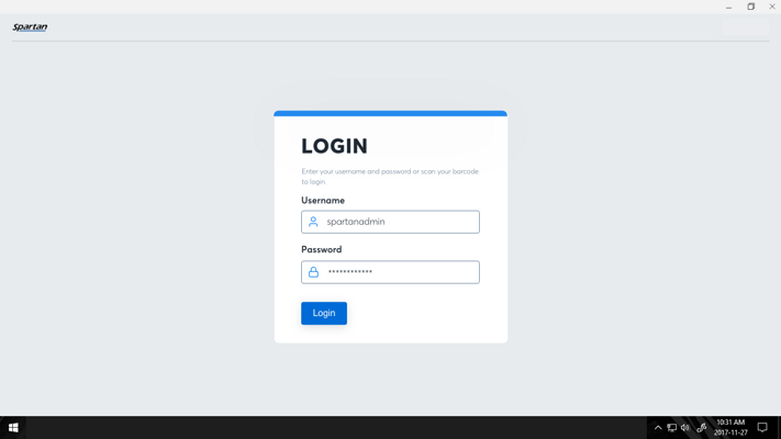 Login screen