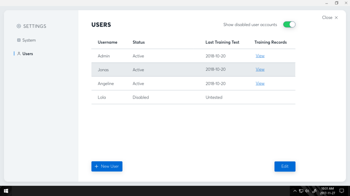 User settings