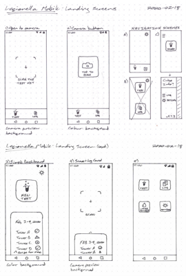 Landing screen wireframes